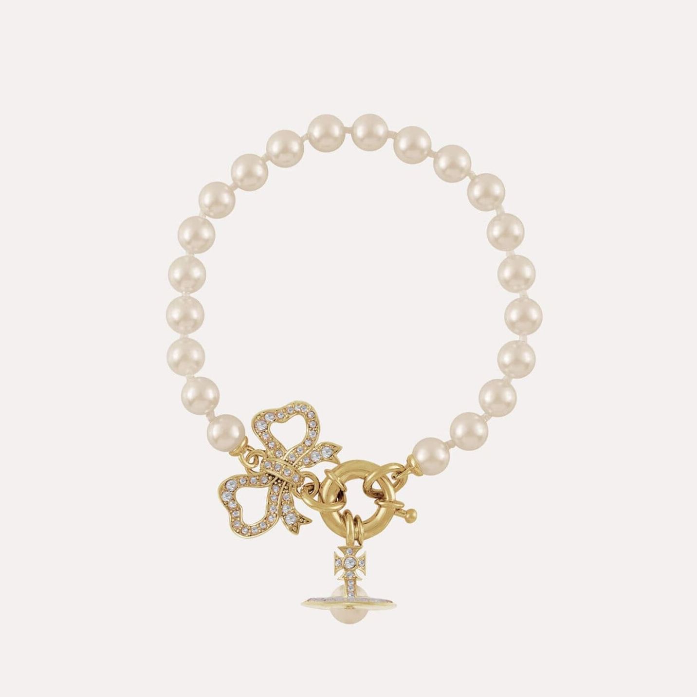 [Copy]2 Colors RIGOBERTA Pearl Bow Saturn Necklace