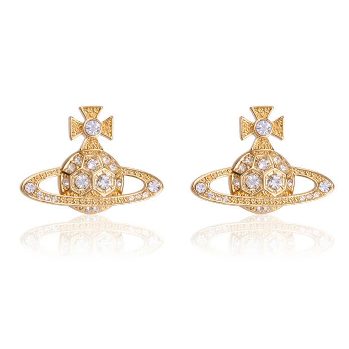 4 Colors Honeycomb Diamond Saturn Earrings