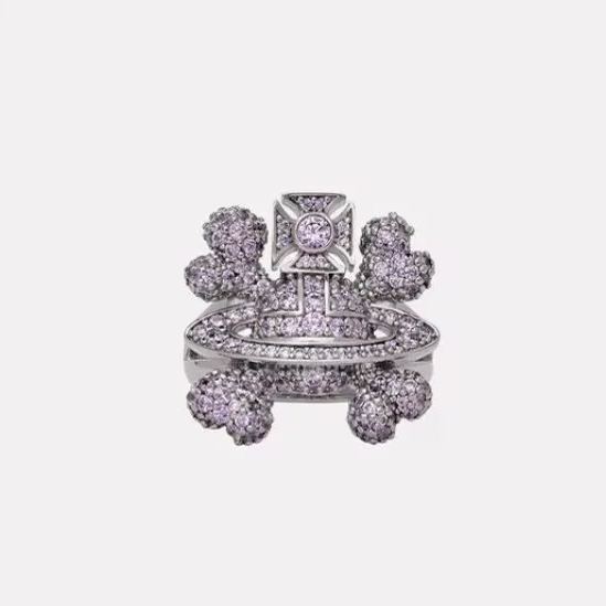 2 Colors Skull Full Diamond Saturn Ring