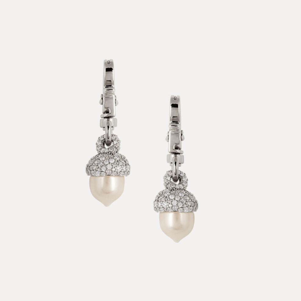 [Copy]2 Colors RIGOBERTA Pearl Bow Saturn Earrings