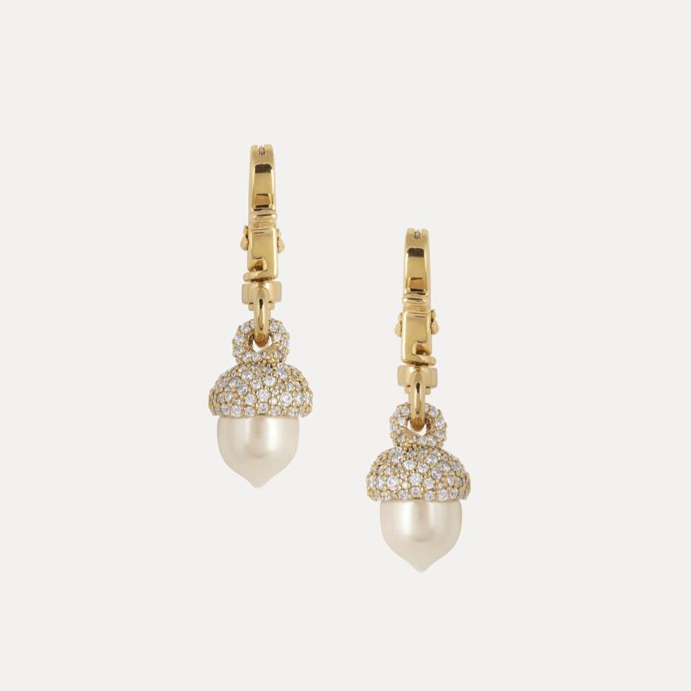 [Copy]2 Colors RIGOBERTA Pearl Bow Saturn Earrings