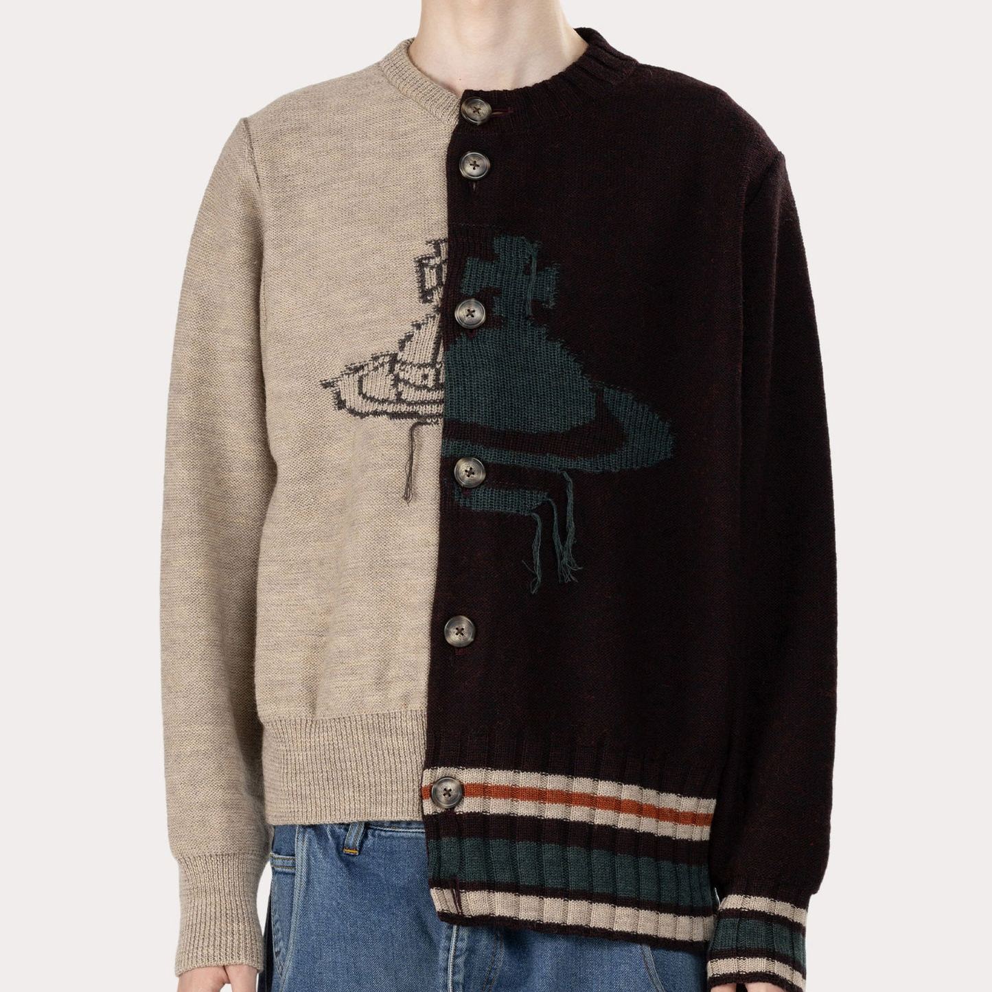 HALF & HALF Crew Neck Cardigan