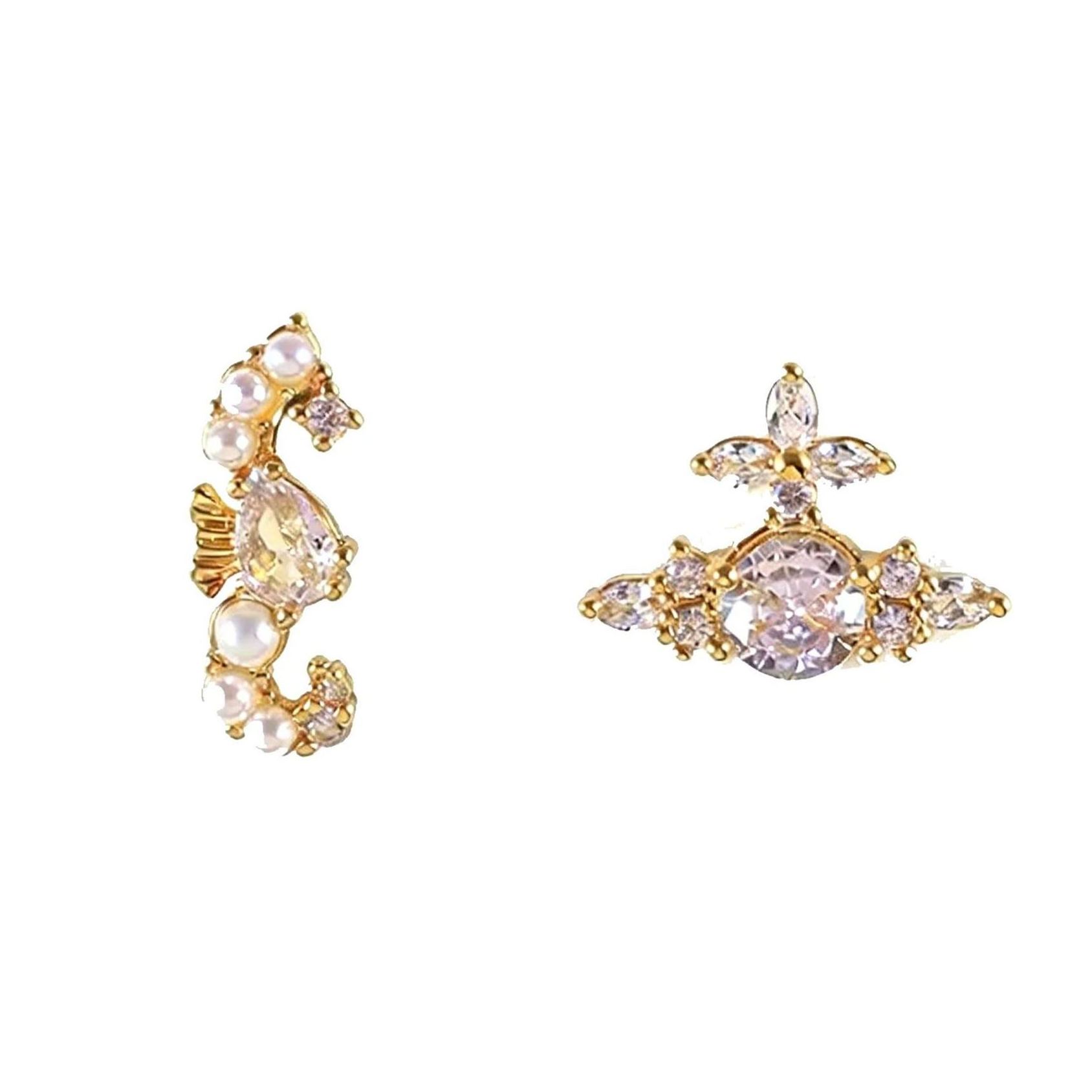 2 Colors Seahorse Saturn Earrings