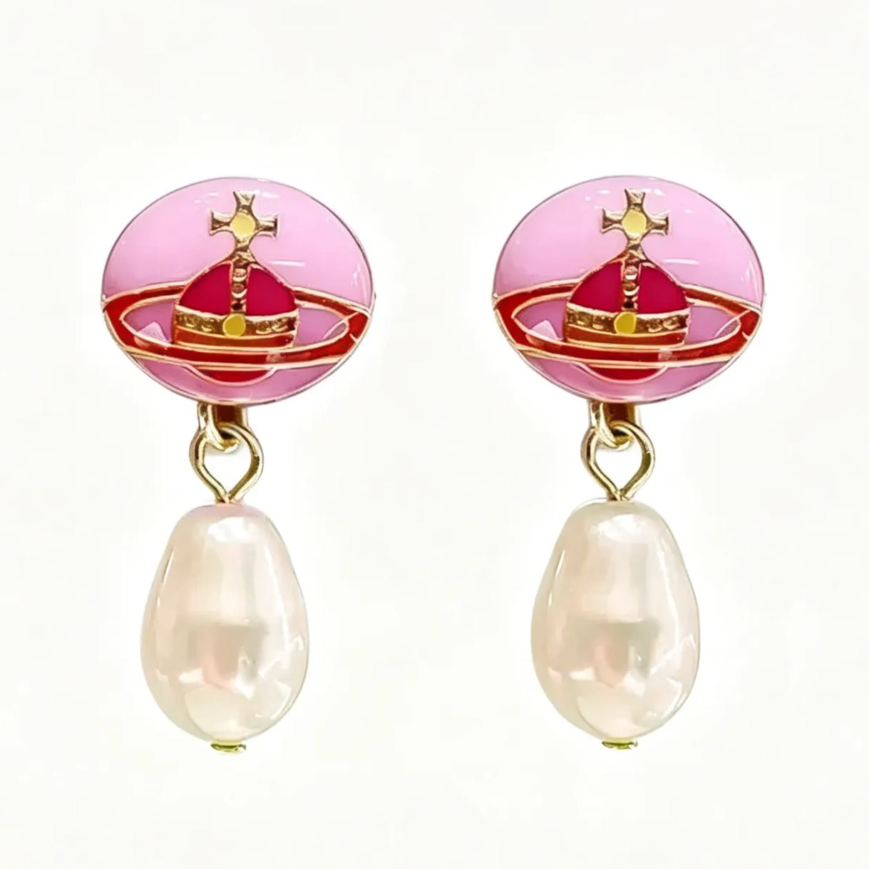5 Colors Enamel Pearl Detachable Earrings