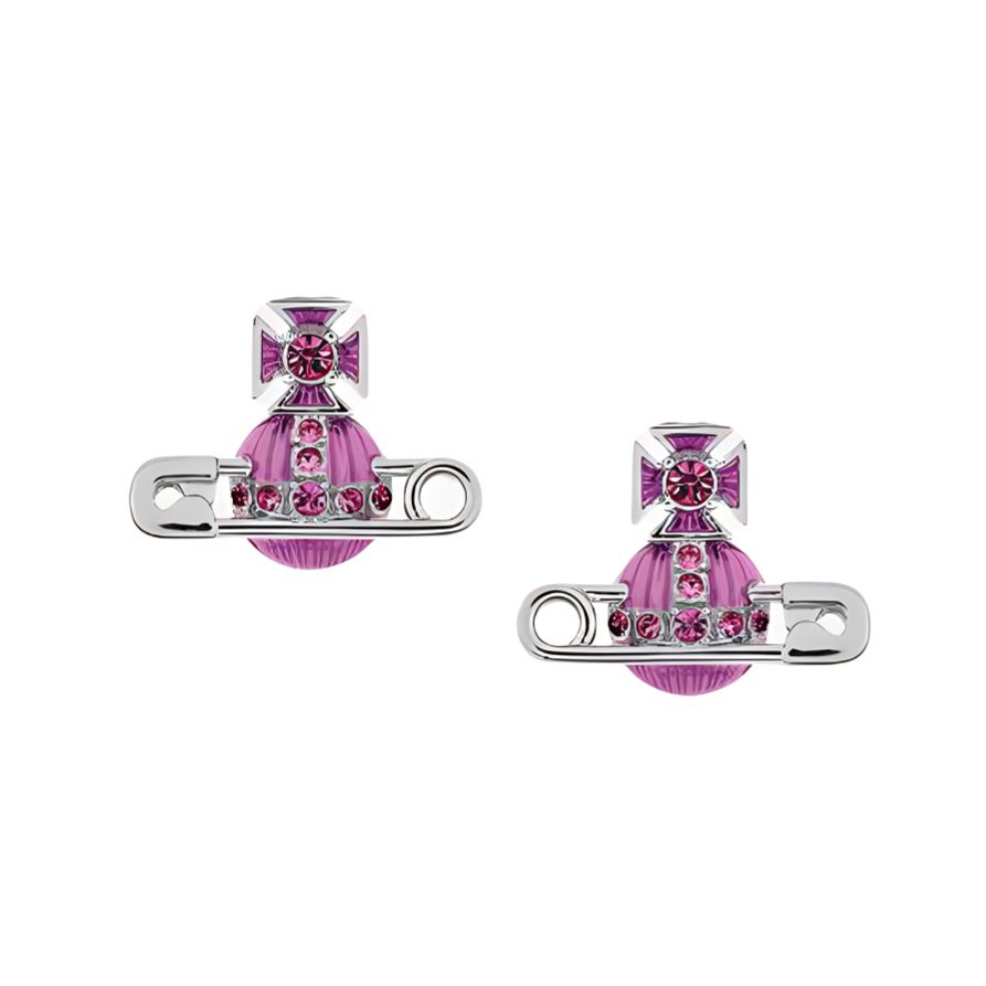 2 Colors KITTY Pin Lacquered Saturn Earrings
