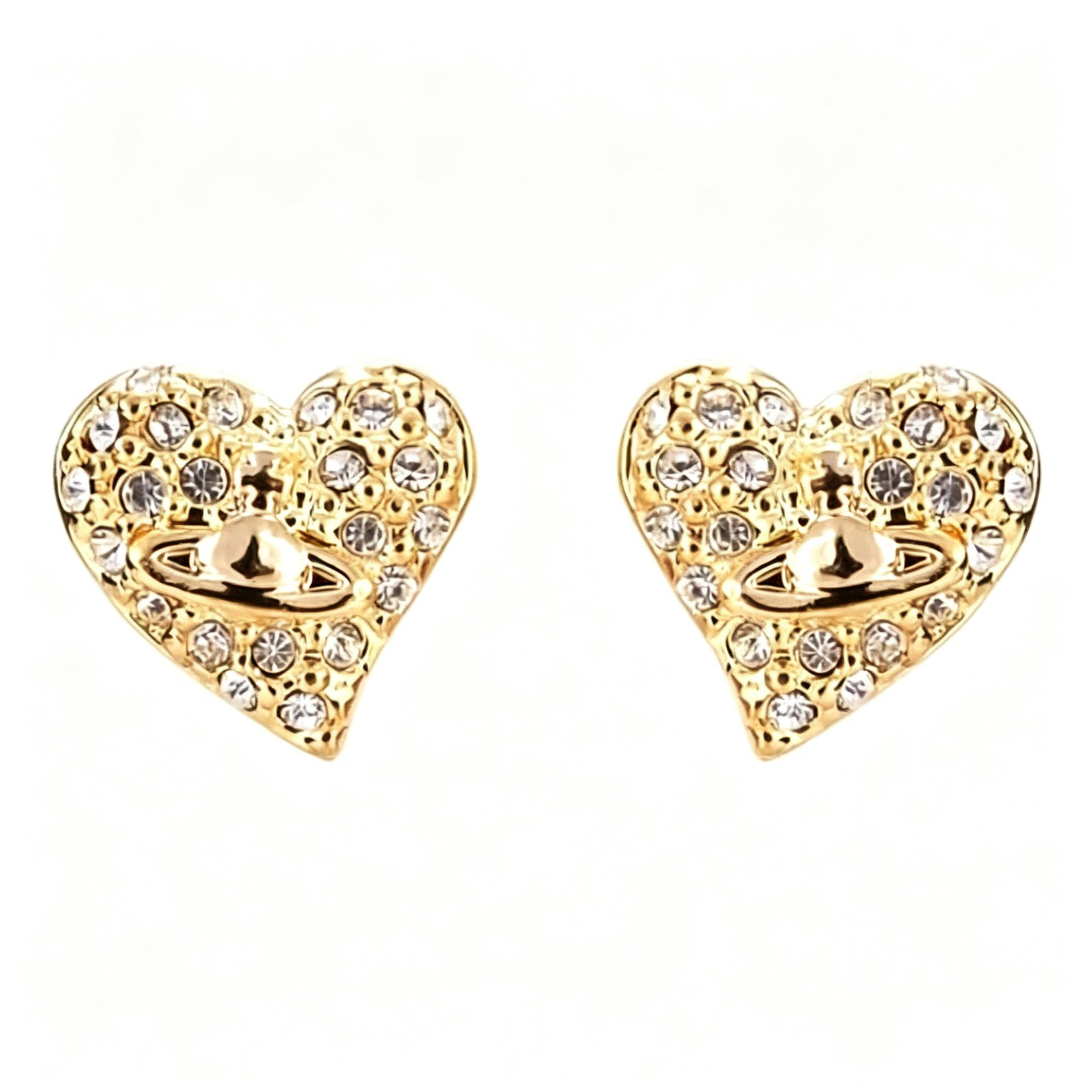 7 Colors Full Diamonds Heart Saturn Earrings