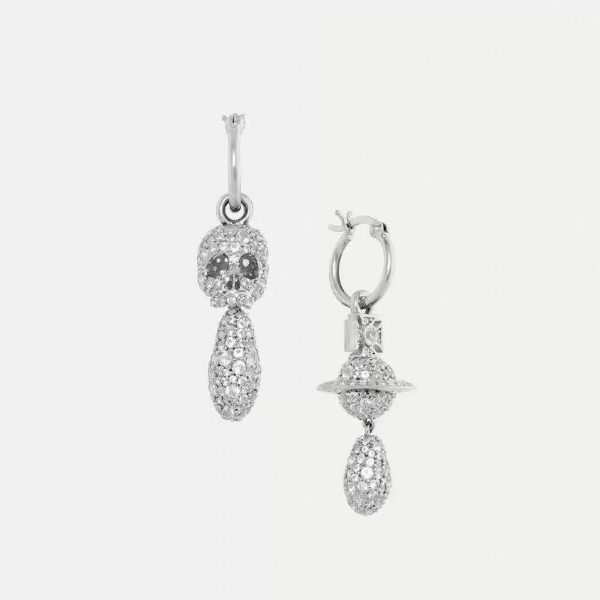 [Copy]2 Colors CIRCE Skull Asymmetrical Earrings