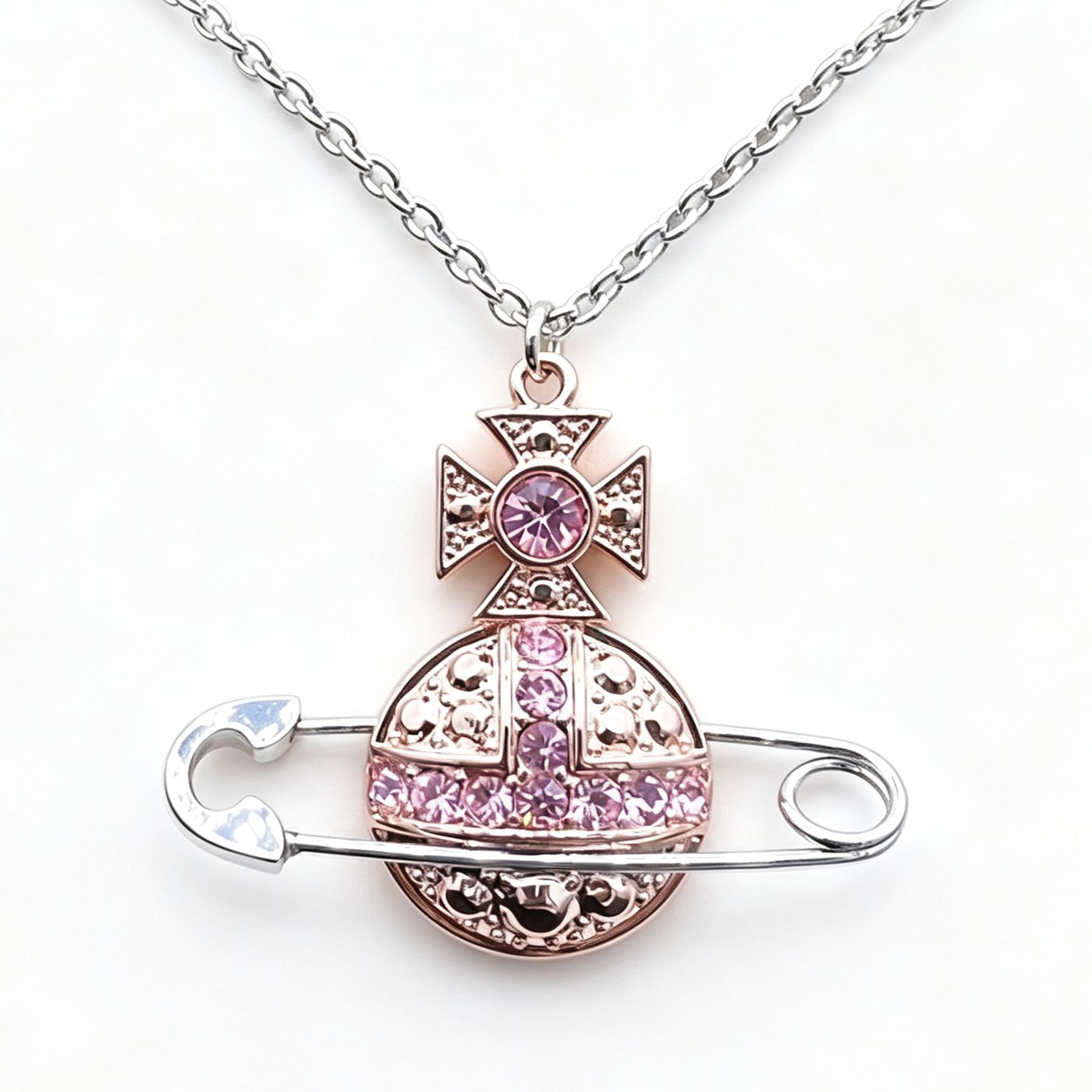 Large Pin Diamond Saturn Necklace