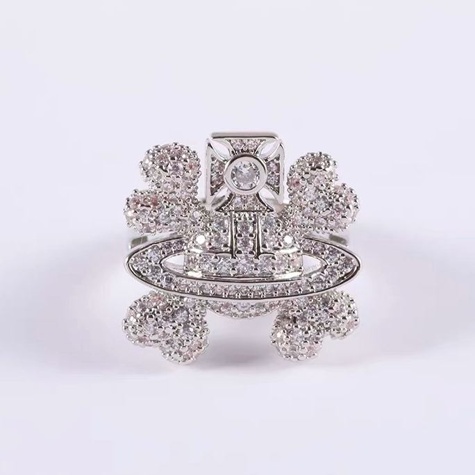 2 Colors Skull Full Diamond Saturn Ring