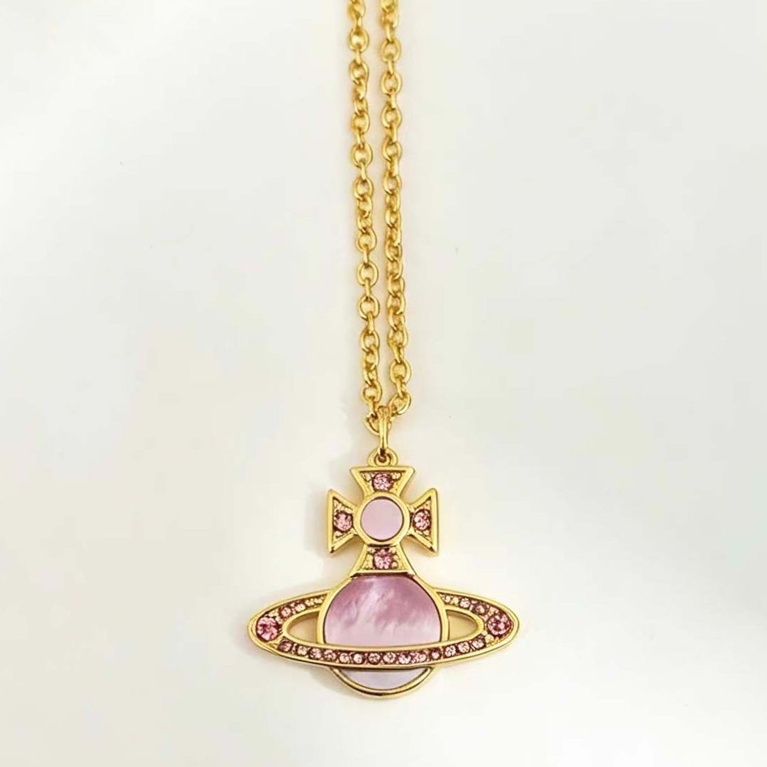 3 Colors RINA Diamond Shell Saturn Necklace/Bracelet