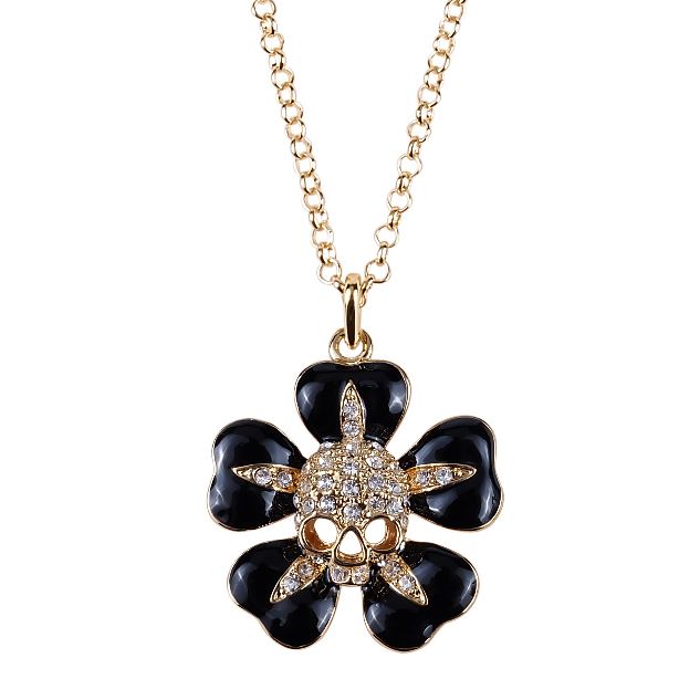 2 Colors Five-Petaled Flower Skull Necklace