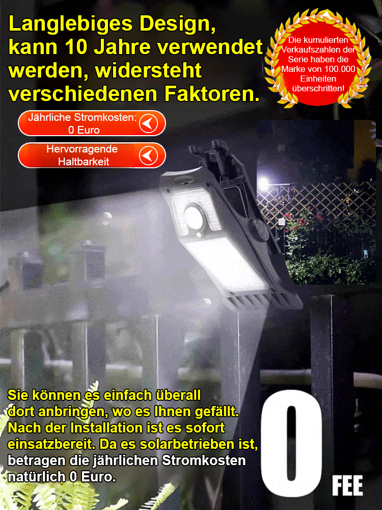 Intelligente, bewegungsaktivierte Solar-Clip-On-Leuchte