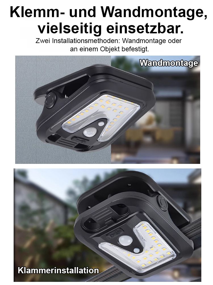 Intelligente, bewegungsaktivierte Solar-Clip-On-Leuchte