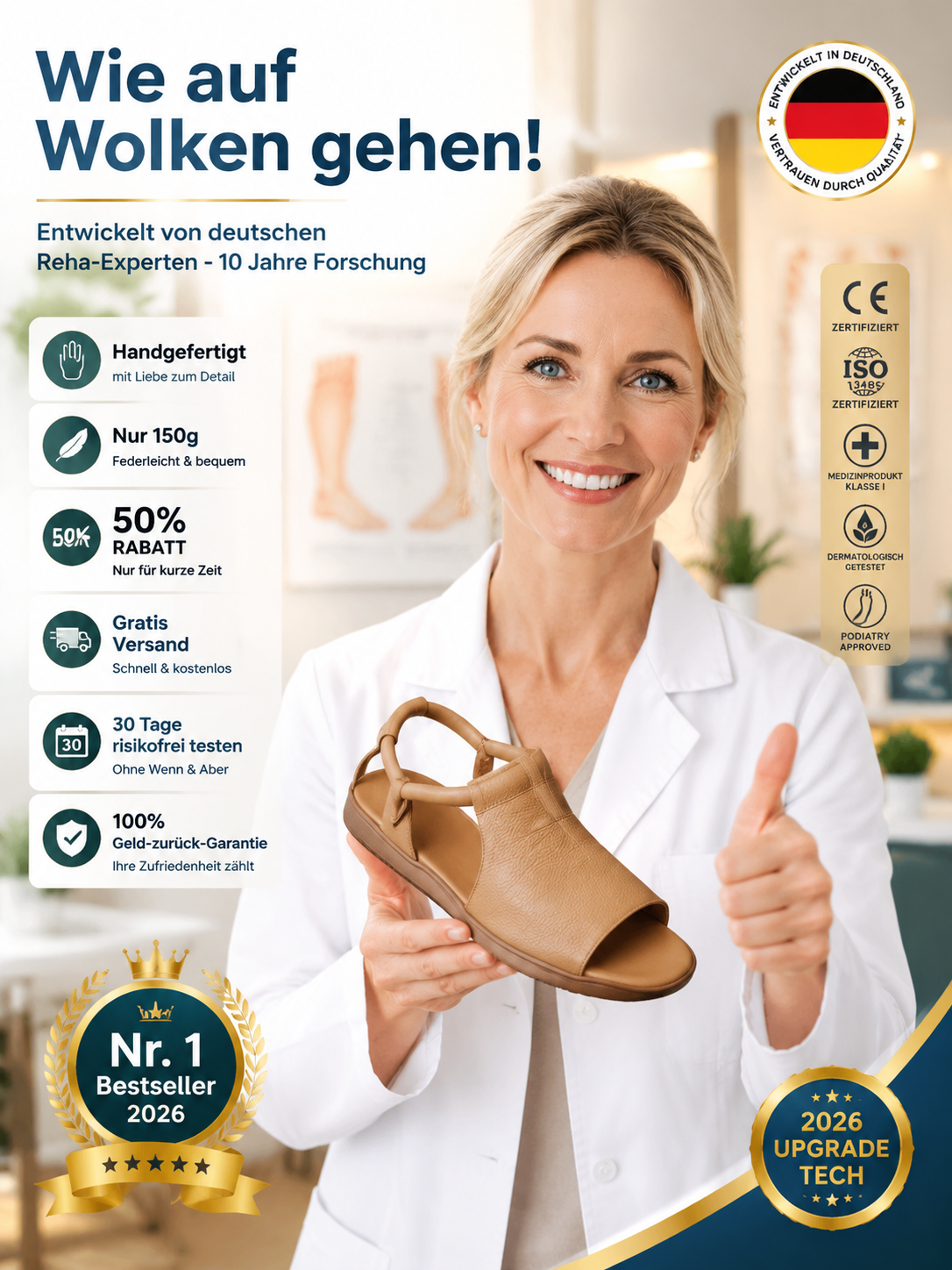 Handgefertigte Sandalen aus reinem Rindsleder