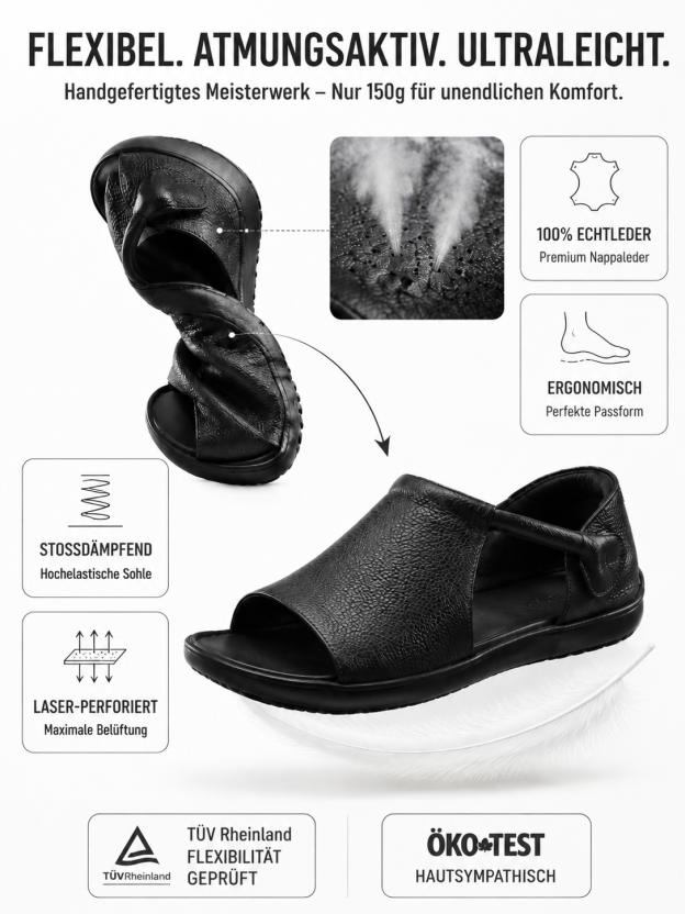 Handgefertigte Sandalen aus reinem Rindsleder