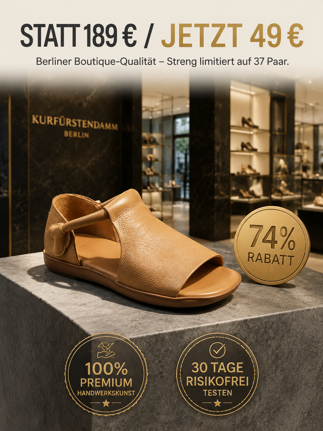 Handgefertigte Sandalen aus reinem Rindsleder