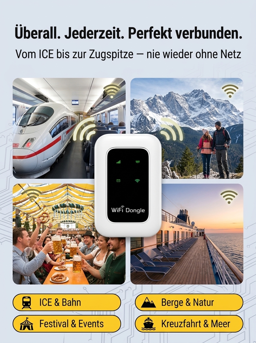 【Einschalten und verwenden, lebenslang kostenlos】 Universelles tragbares WLAN