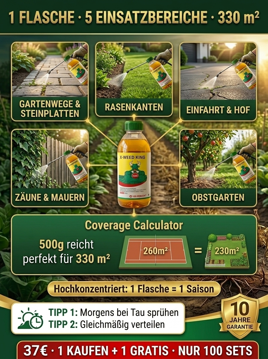 🌱 Nur 1x sprühen = 10 Jahre Ruhe: Einmalige Anwendung für ein jahrzehntelanges, unkrautfreies Ergebnis.