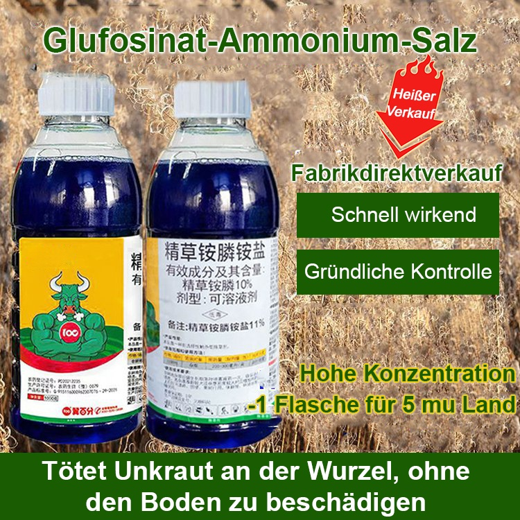 Gründliches Unkrautentfernen, schadet dem Boden nicht, eine Flasche reicht für 3-5 Morgen Land.