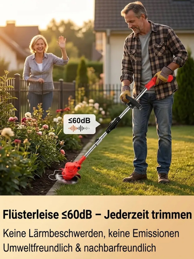 【Lange Akkulaufzeit】Elektrischer faltbarer Rasenmäher