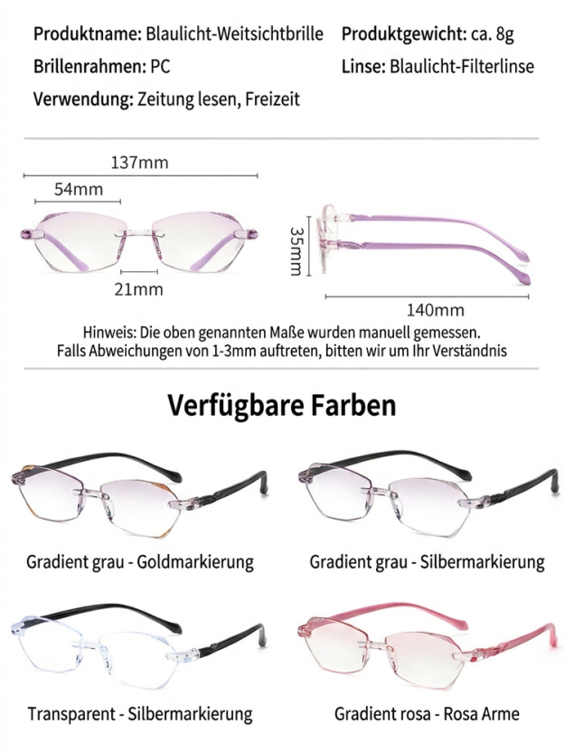 【+1.0 bis +7.0】 Revolutionäre Multi-Fokus Lesebrille aus Titan- Eine Brille für alle Sehstärken 