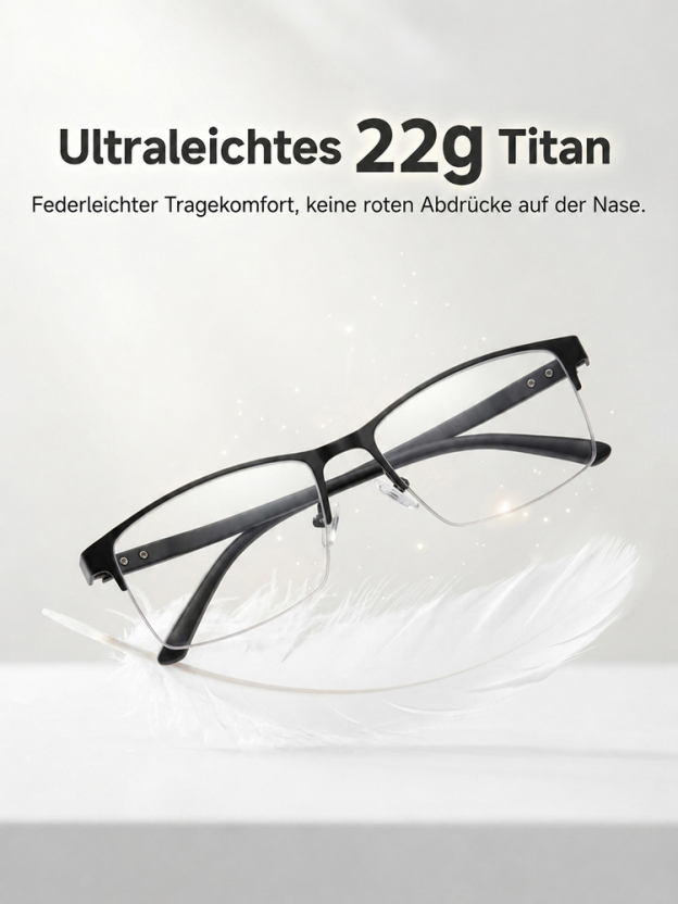 【Ultraleichte Titanlegierung】Intelligente, farbwechselnde Halbbrille für Alterssichtigkeit