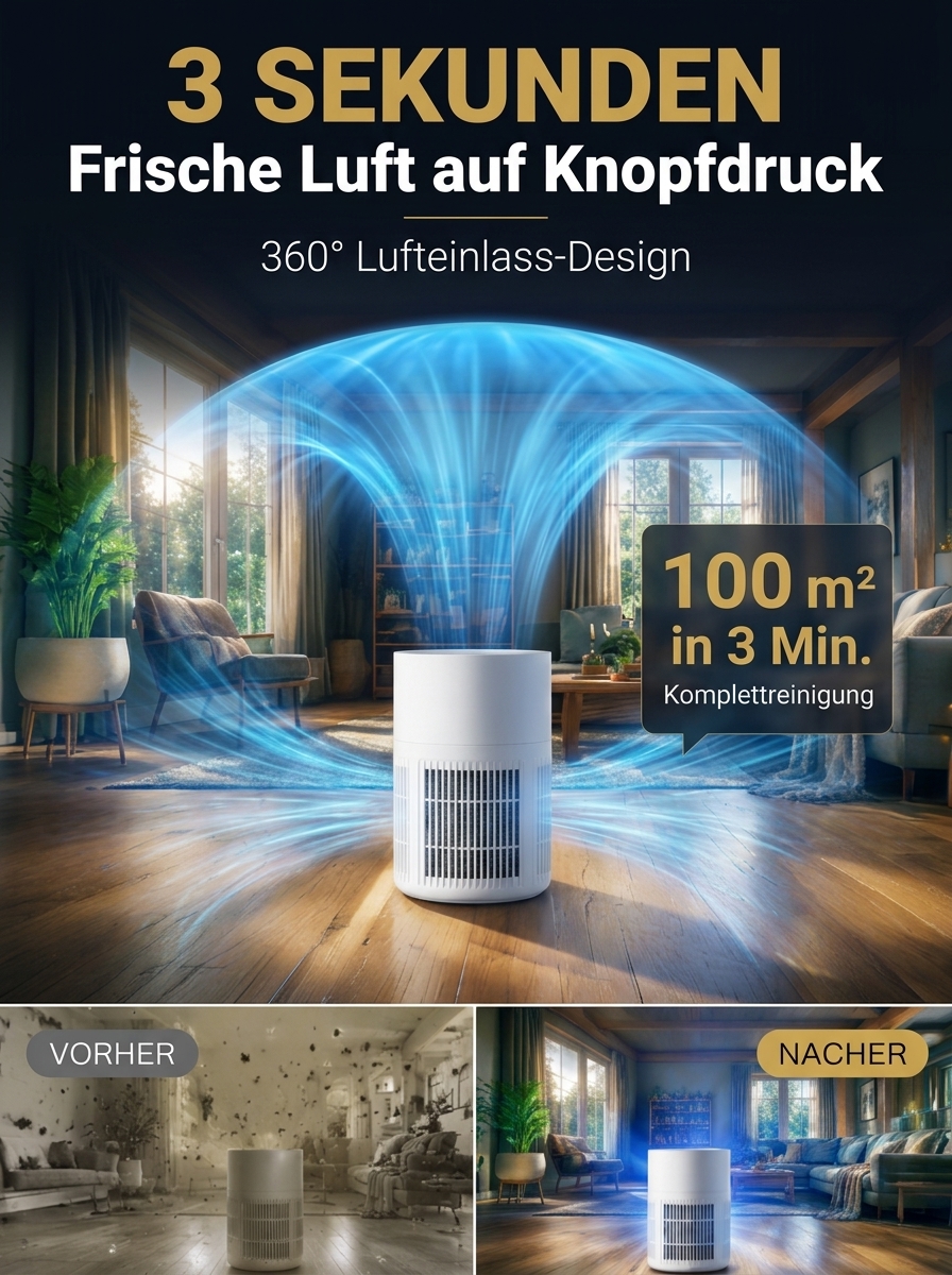 🚀 Die Luftreiniger-Revolution: 100m² reine Luft in nur 3 Minuten!
