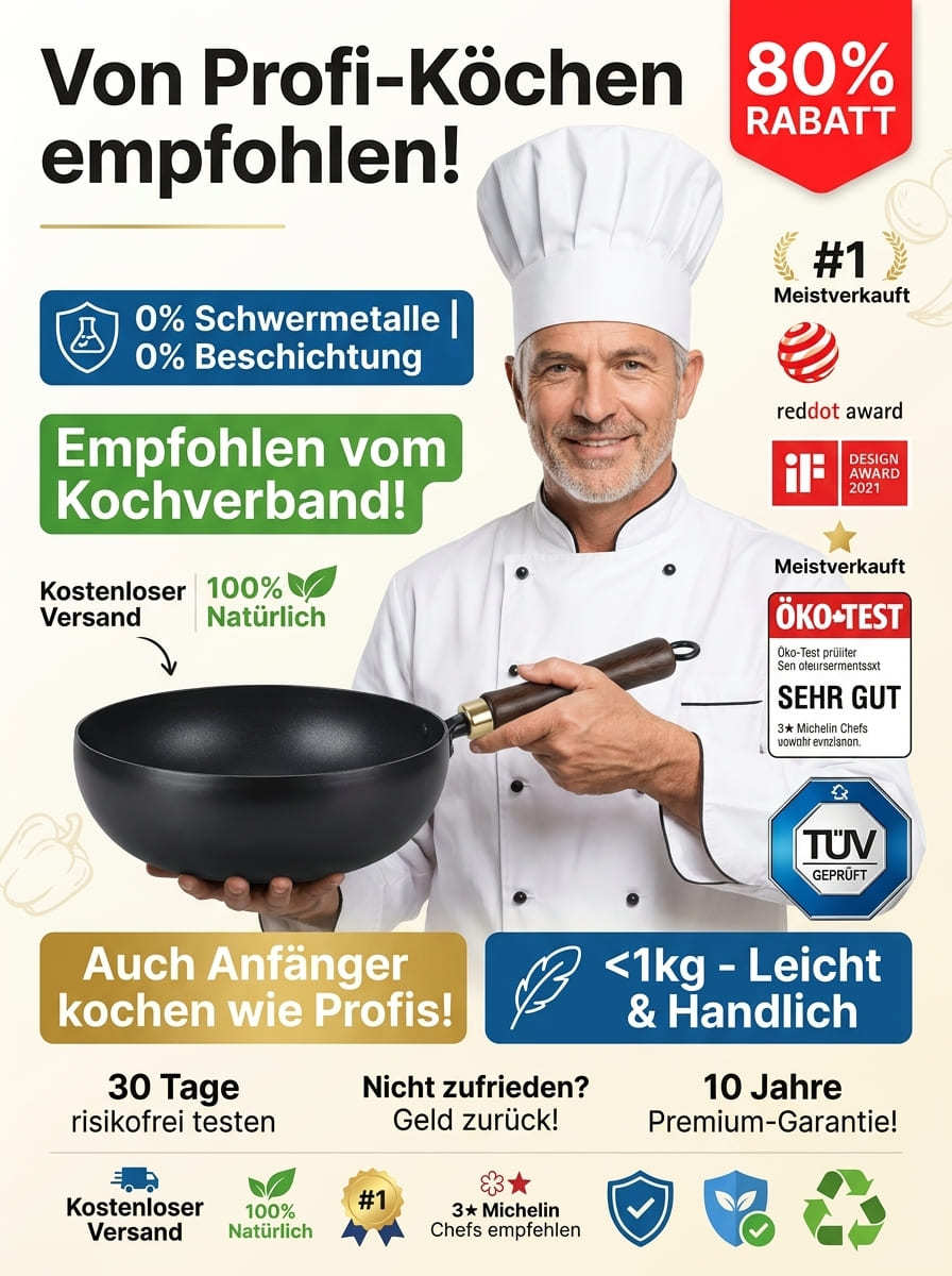 【Vom Kochverband empfohlen】Deutsche Industriequalität – 100% ohne Beschichtung! 