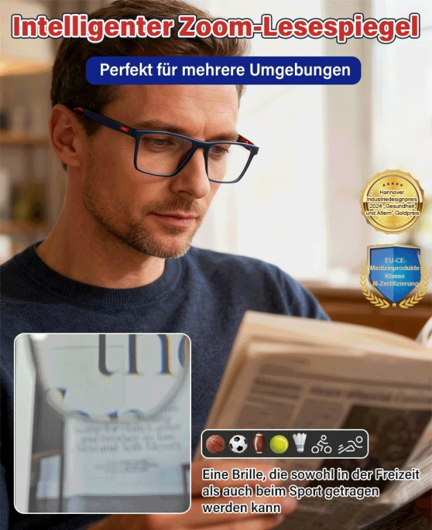 Ultraleichte Sport-Lesebrille mit intelligentem Zoom
