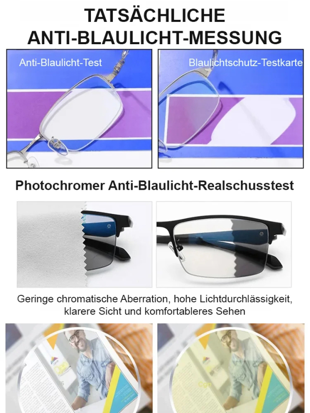Kristall-Autofokus-Anti-Blaulicht-Photochromatische Lesebrille