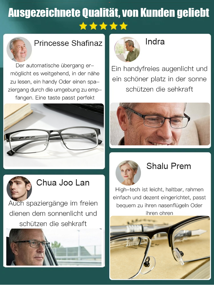 Kristall-Autofokus-Anti-Blaulicht-Photochromatische Lesebrille