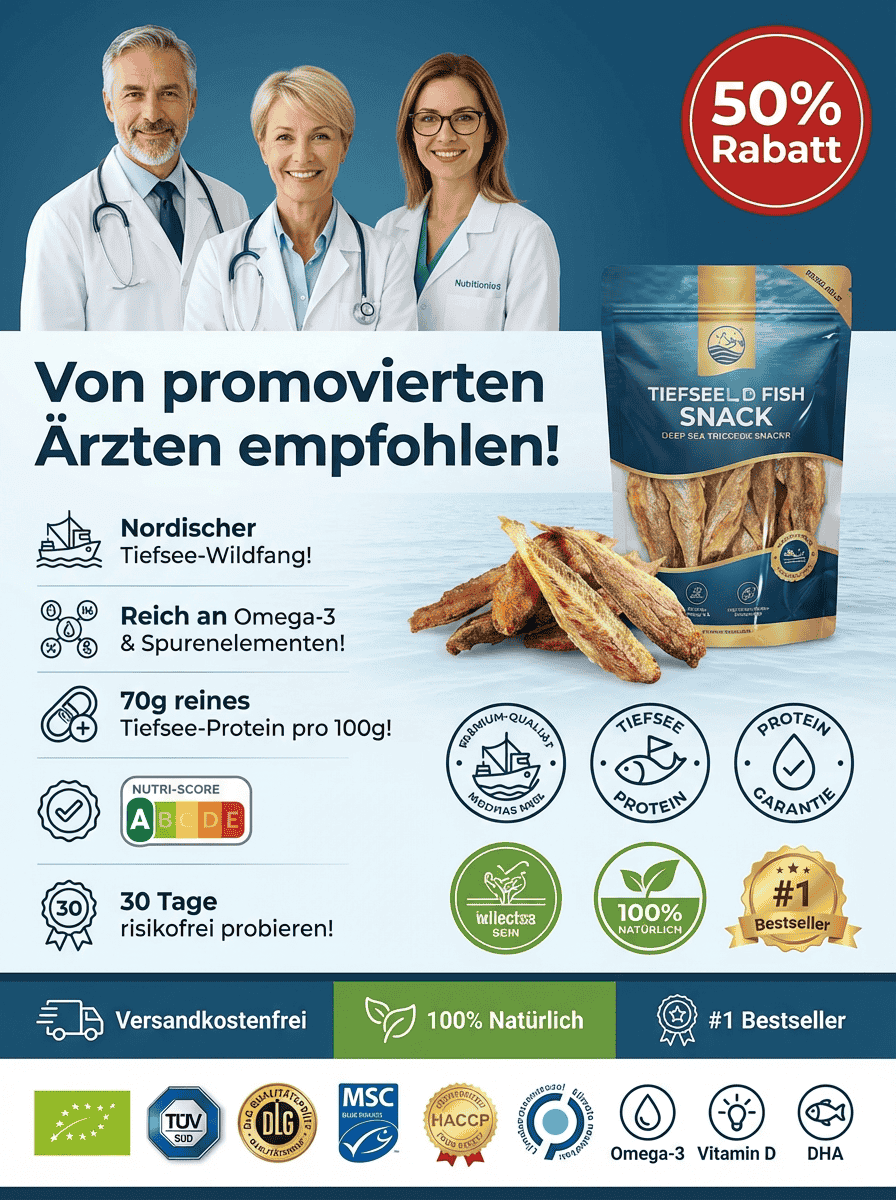 【Nutri-Score A】100% natürlicher Fisch-Snack! Nordischer Tiefsee-Wildfang!