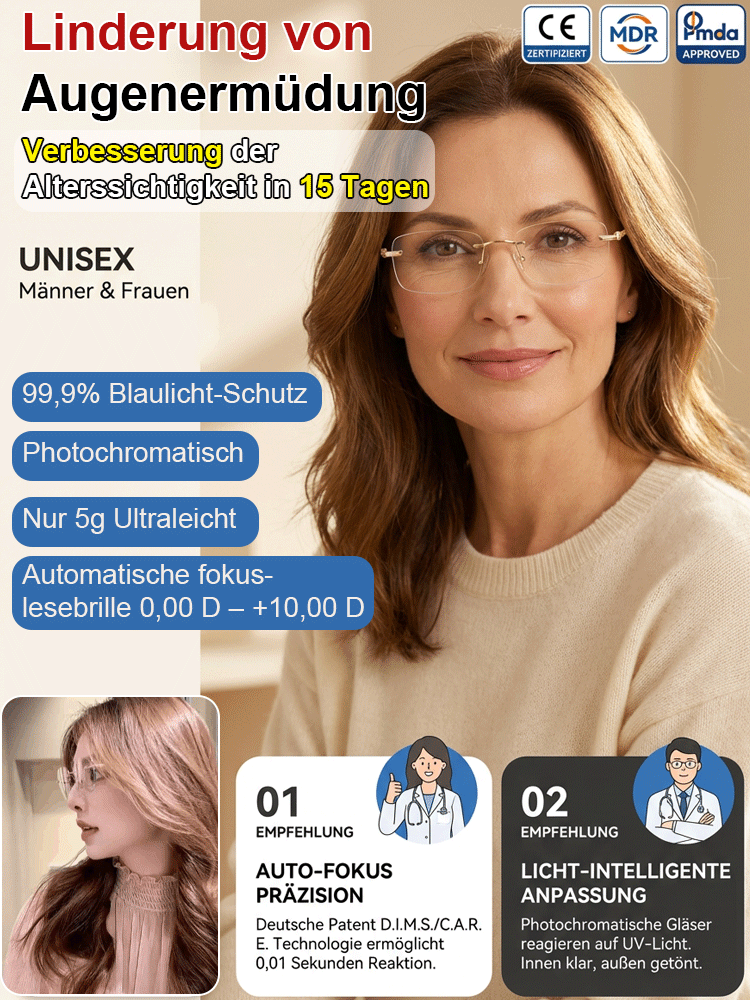 Photochrome ultraleichte randlose Lesebrille
