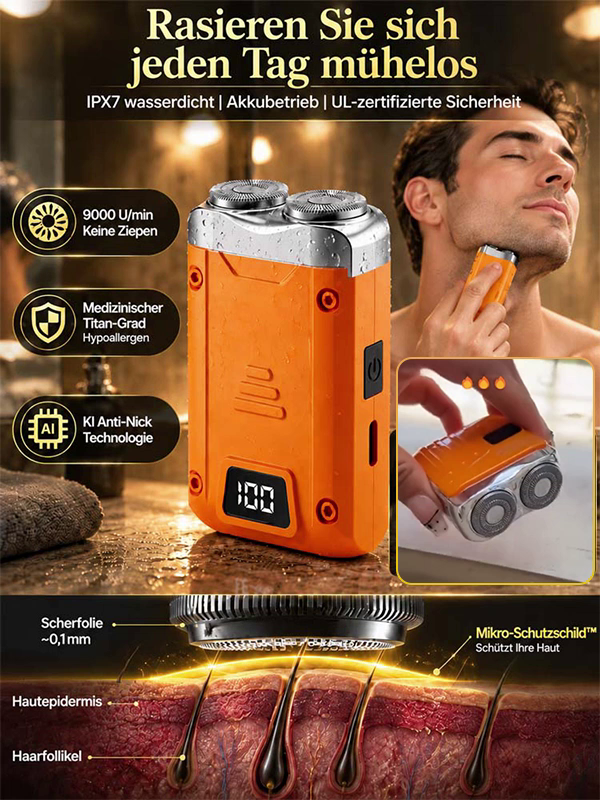[Sofortige Bartentfernung] Mini-Rasierer mit LCD-Anzeige – ein praktisches Rasier-Wunder