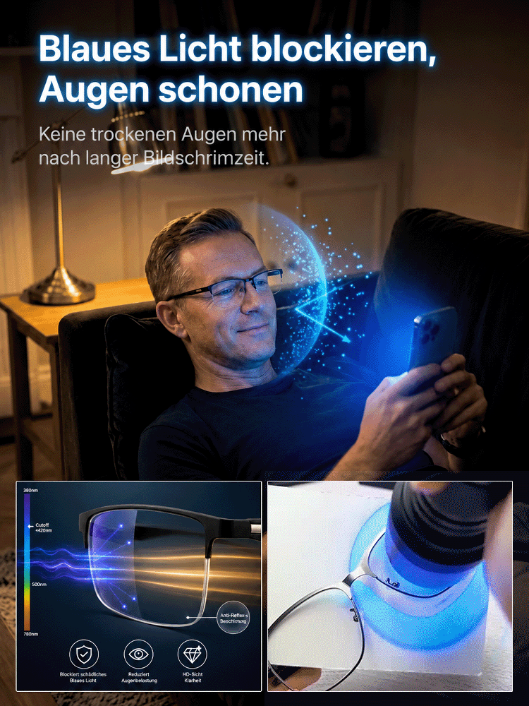 【Ultraleichte Titanlegierung】Intelligente, farbwechselnde Halbbrille für Alterssichtigkeit