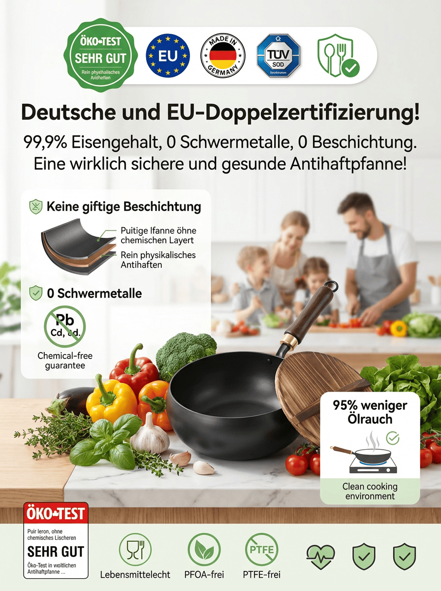 【Vom Kochverband empfohlen】Deutsche Industriequalität – 100% ohne Beschichtung! 