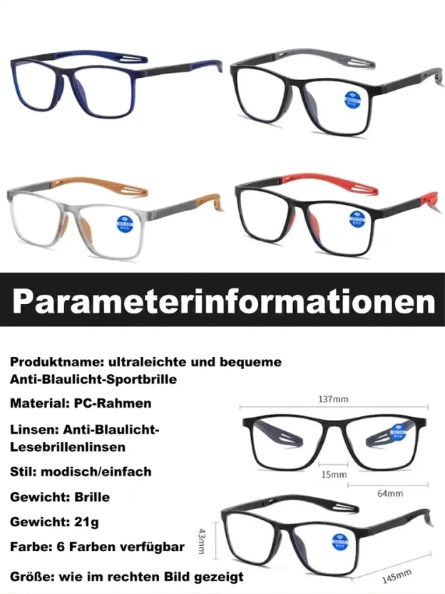 【Eine Brille für das ganze Leben!】Ultraleichte und bequeme Anti-Blaulicht-Brille für Presbyopie