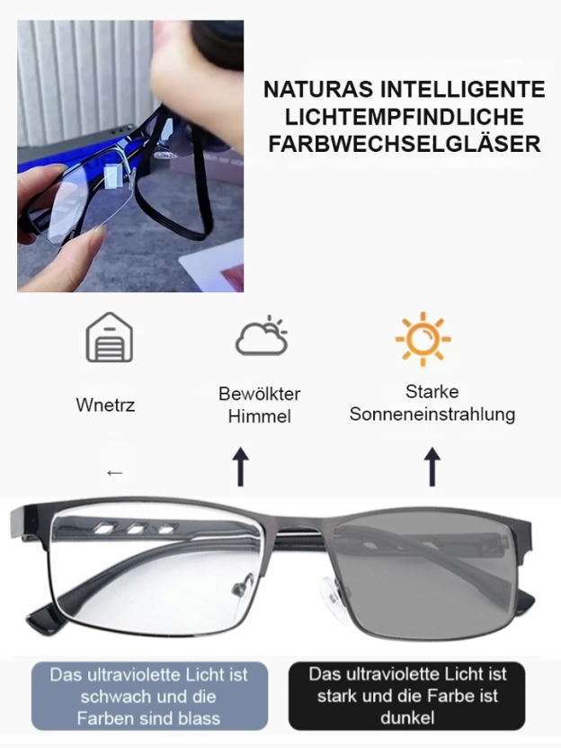 Kristall-Autofokus-Anti-Blaulicht-Photochromatische Lesebrille