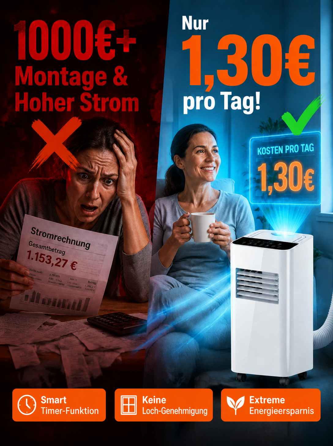 Mobile Klimaanlage ohne Montage
