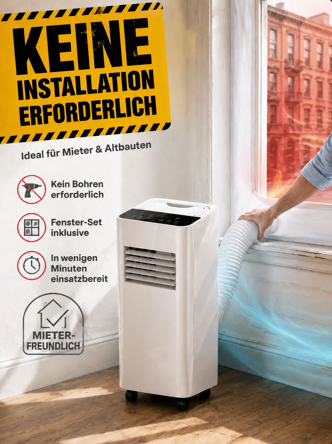 Mobile Klimaanlage ohne Montage
