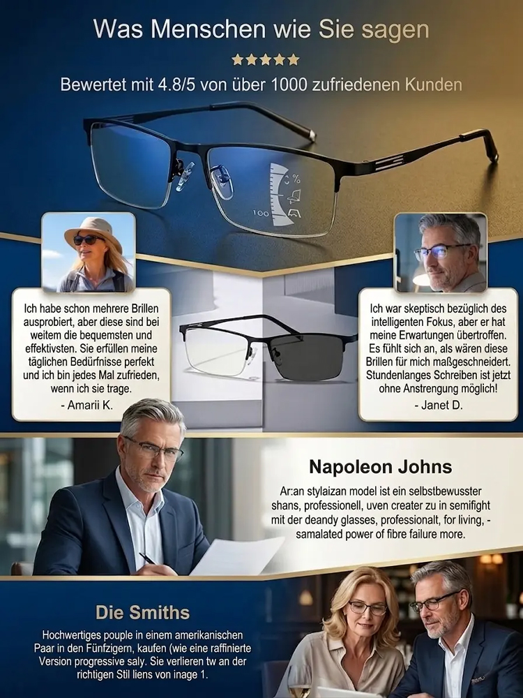 Adaptiv getönte Lesebrille mit Lichtanpassung – Drei Brillen in einer