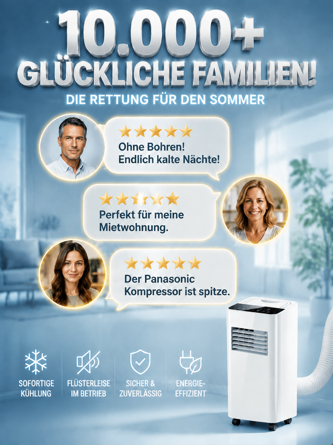 Mobile Klimaanlage ohne Montage