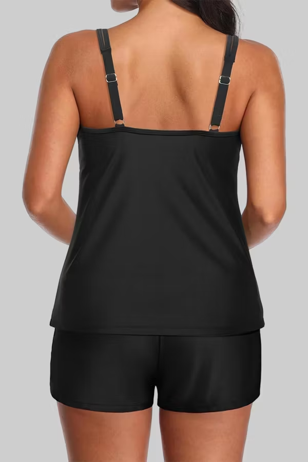 Two Piece Tankini Swimsuits for Women Tummy Control Bathing Suit with Shorts Athletic Two Side Pockets Swimwear