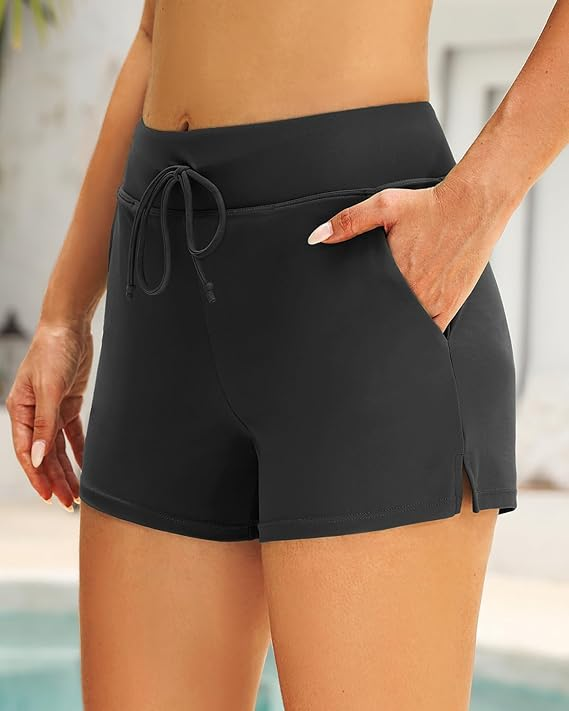 Two Piece Tankini Swimsuits for Women Tummy Control Bathing Suit with Shorts Athletic Two Side Pockets Swimwear