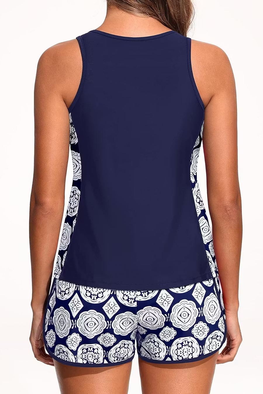 Tankini Swimsuit with Shorts - Tummy Control Two Piece Bathing Suit Swimwear with Sporty Pockets