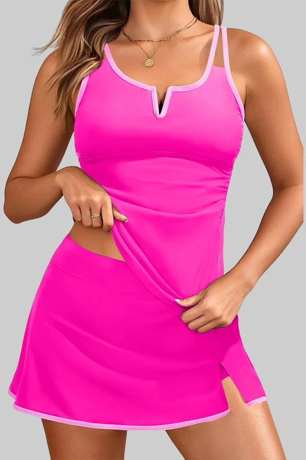 Two Piece Bathing Suits with Pockets Tummy Control V-Wire Swimwear