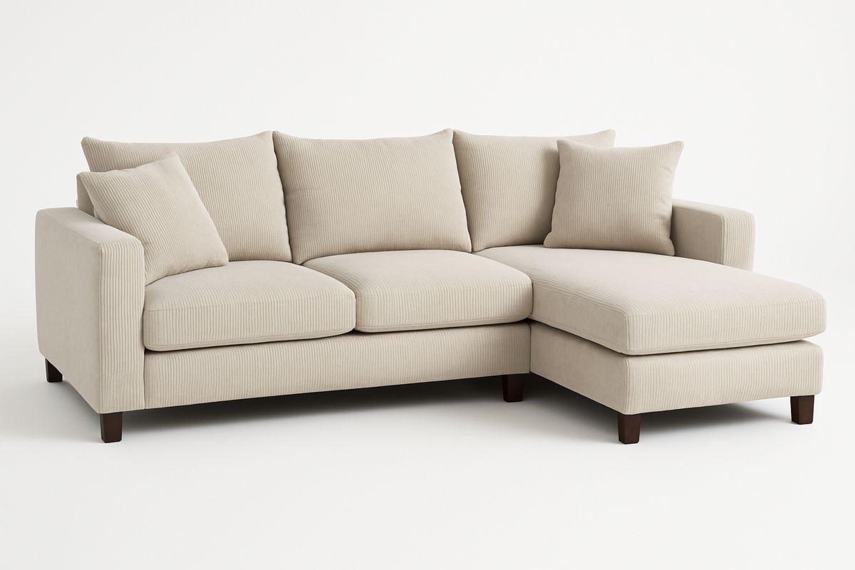 Ecksofa Beige Cordstoff L-Form-Lumidomusvivo