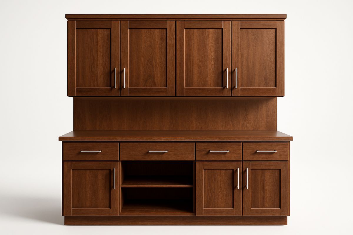 Küchenschrank Set Rechteckig Braun Holz mit Metallgriffen-Lumidomusvivo