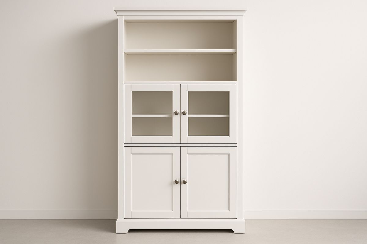 Schrank MDF Weiß mit Glastüren 190 cm-Lumidomusvivo