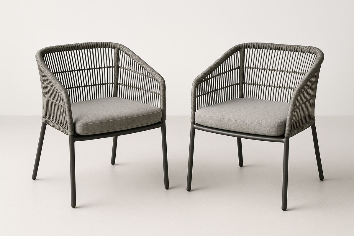 Outdoor Stuhl Set Aluminium Polyestergeflecht grau-Lumidomusvivo